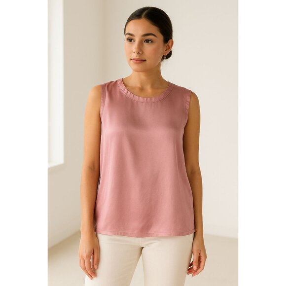 Mulberry Silk Woman Pink Tank Top Size Small Minimalist Satin Clean Girl - Picture 1 of 10